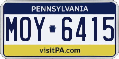 PA license plate MOY6415