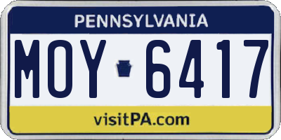 PA license plate MOY6417