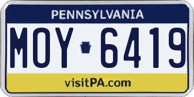 PA license plate MOY6419