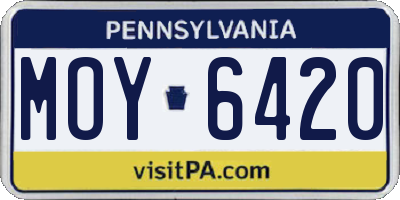 PA license plate MOY6420