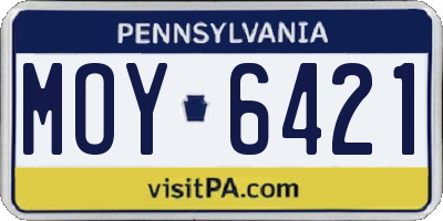 PA license plate MOY6421