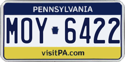 PA license plate MOY6422