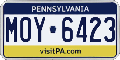 PA license plate MOY6423