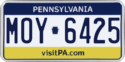 PA license plate MOY6425