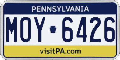 PA license plate MOY6426