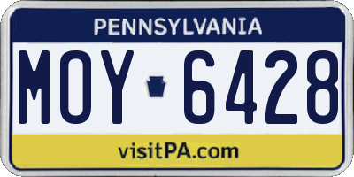 PA license plate MOY6428