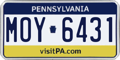 PA license plate MOY6431