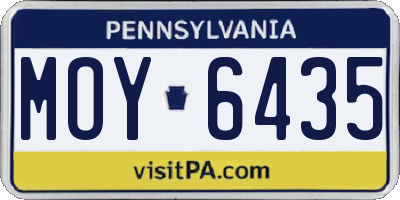 PA license plate MOY6435