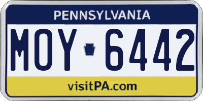 PA license plate MOY6442