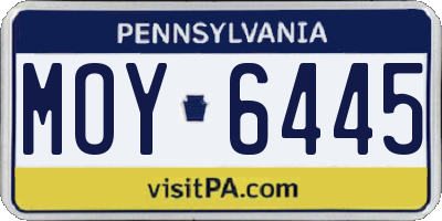 PA license plate MOY6445