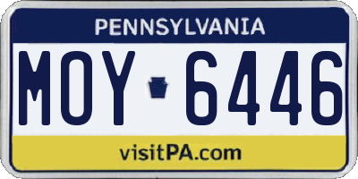 PA license plate MOY6446