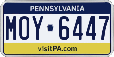 PA license plate MOY6447