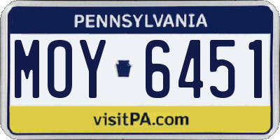 PA license plate MOY6451