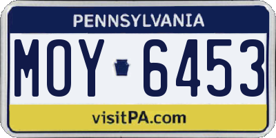 PA license plate MOY6453