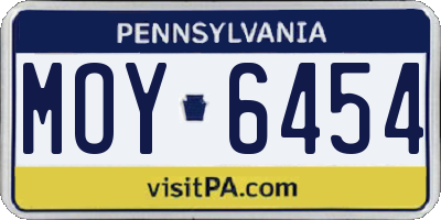 PA license plate MOY6454