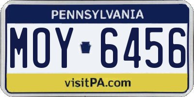 PA license plate MOY6456
