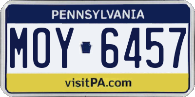 PA license plate MOY6457