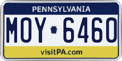 PA license plate MOY6460