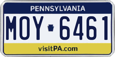 PA license plate MOY6461
