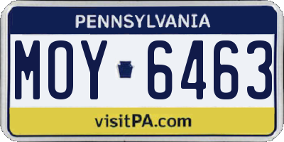 PA license plate MOY6463