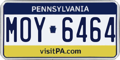 PA license plate MOY6464