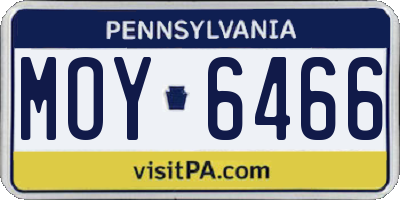 PA license plate MOY6466