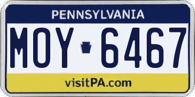 PA license plate MOY6467