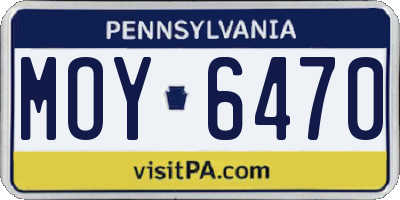 PA license plate MOY6470