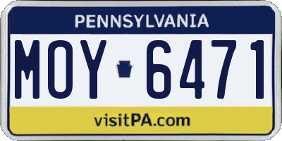 PA license plate MOY6471