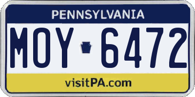 PA license plate MOY6472