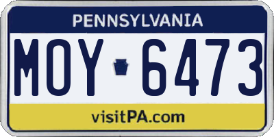 PA license plate MOY6473