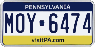 PA license plate MOY6474