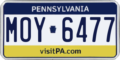PA license plate MOY6477