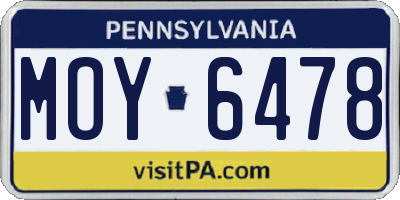 PA license plate MOY6478