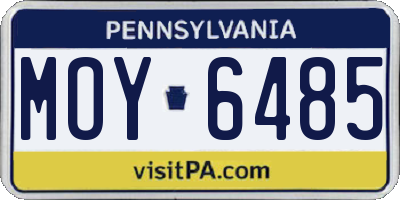 PA license plate MOY6485