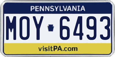 PA license plate MOY6493