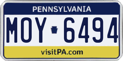 PA license plate MOY6494