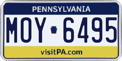 PA license plate MOY6495