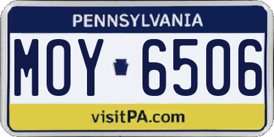 PA license plate MOY6506