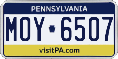 PA license plate MOY6507