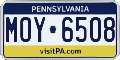 PA license plate MOY6508