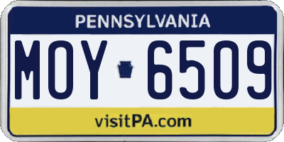 PA license plate MOY6509