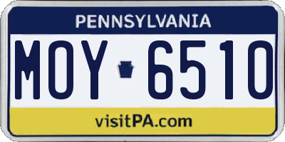 PA license plate MOY6510