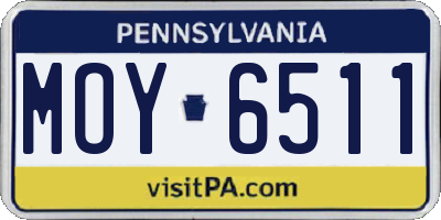 PA license plate MOY6511