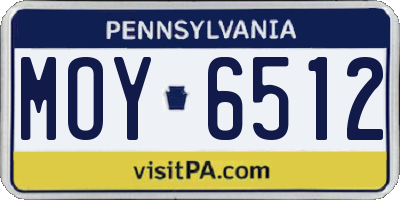 PA license plate MOY6512