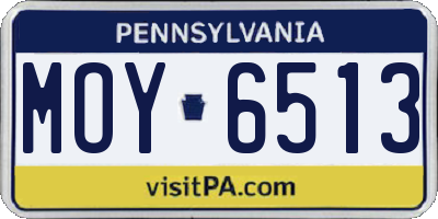 PA license plate MOY6513