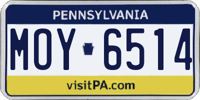 PA license plate MOY6514