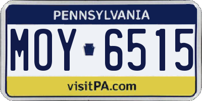 PA license plate MOY6515