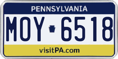 PA license plate MOY6518