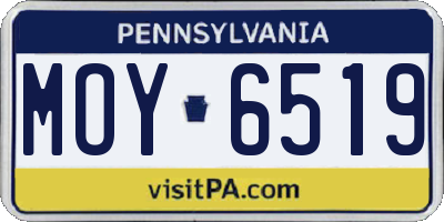 PA license plate MOY6519